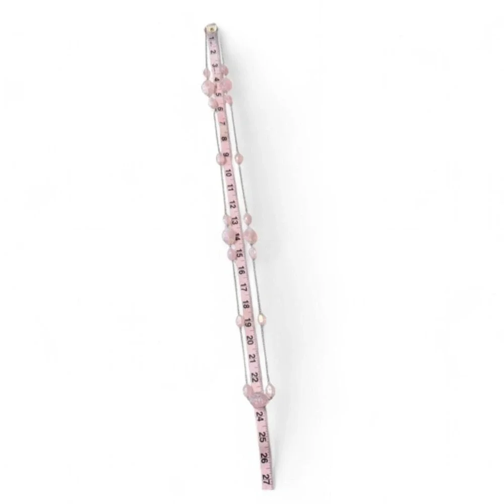 Vintage Long Light Pink Beaded Necklace‎